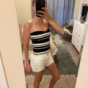 Babaton navy stripe tube top size XS